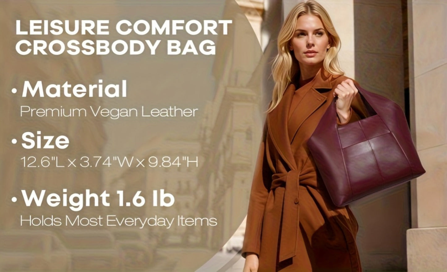Women's Handbag – Genuine Leather, Adjustable Strap – detail view 12
