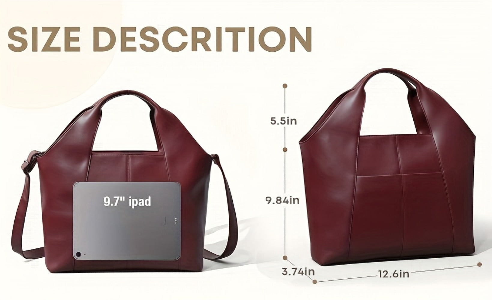Women's Handbag – Genuine Leather, Adjustable Strap – detail view 13