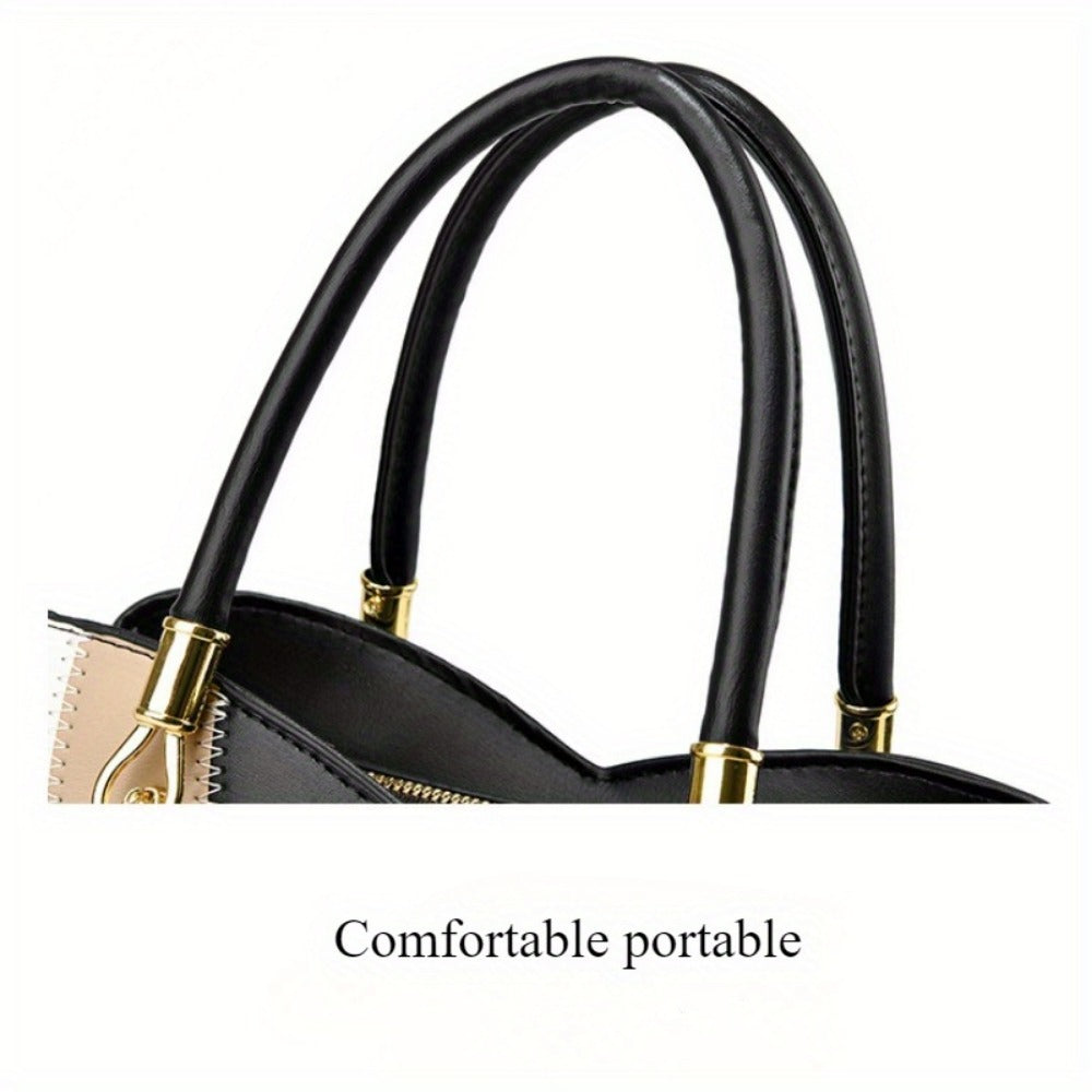 Women's Handbag – Large Capacity, Colorblock Satchel Large Capacity Faux – detail view 10