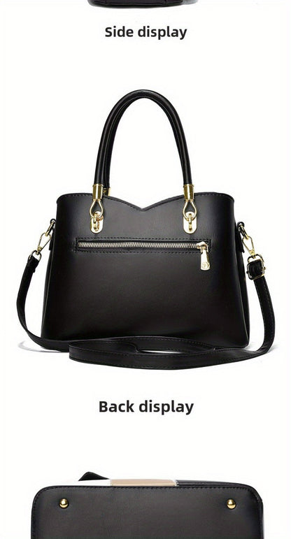 Women's Handbag – Large Capacity, Colorblock Satchel Large Capacity Faux – detail view 20