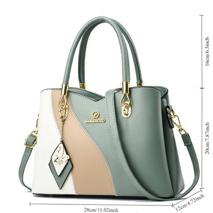 Women's Handbag – Large Capacity, Colorblock Satchel Large Capacity Faux – detail view 4
