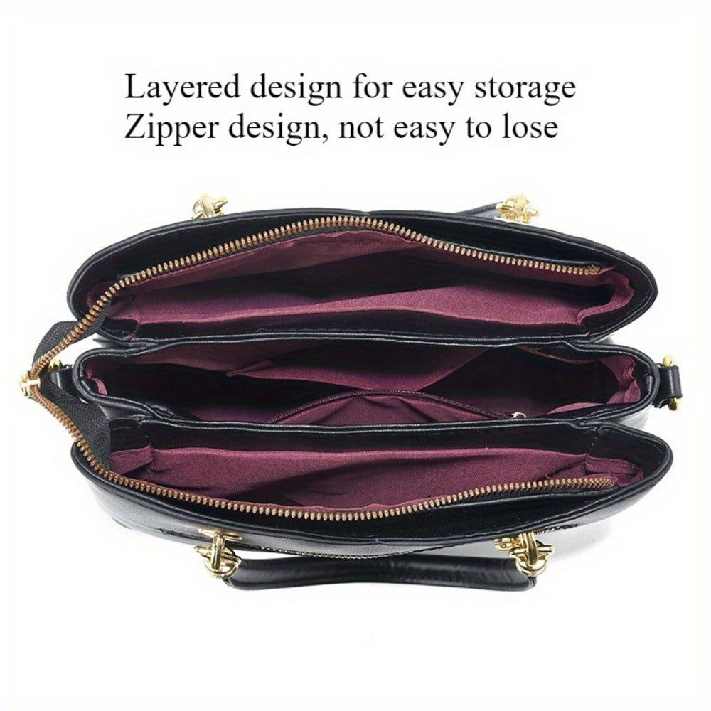 Women's Handbag – Large Capacity, Colorblock Satchel Large Capacity Faux – detail view 5