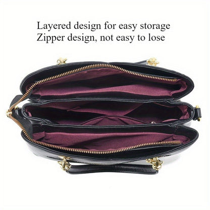 Women's Handbag – Large Capacity, Colorblock Satchel Large Capacity Faux – detail view 5