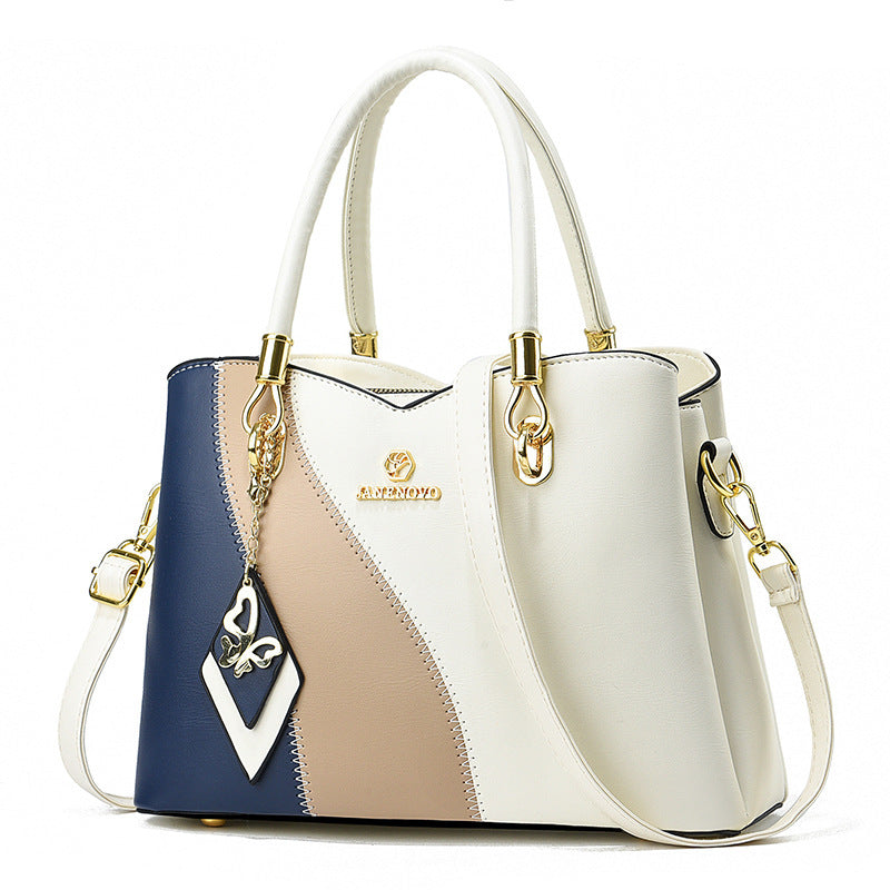 Women's Handbag – Large Capacity, Colorblock Satchel Large Capacity Faux – front view - product view 22