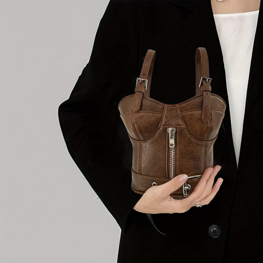 Women's Handbag – Mini, Dark Punk Zipper Creative Shape – detail view 15