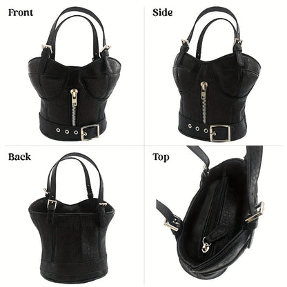 Women's Handbag – Mini, Dark Punk Zipper Creative Shape – alternate view