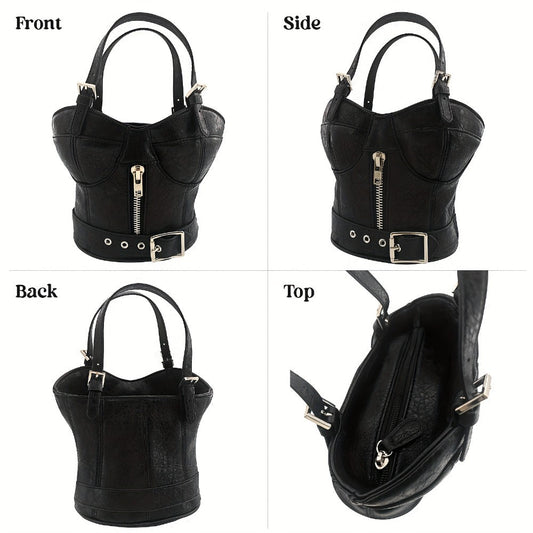 Women's Handbag – Mini, Dark Punk Zipper Creative Shape – alternate view