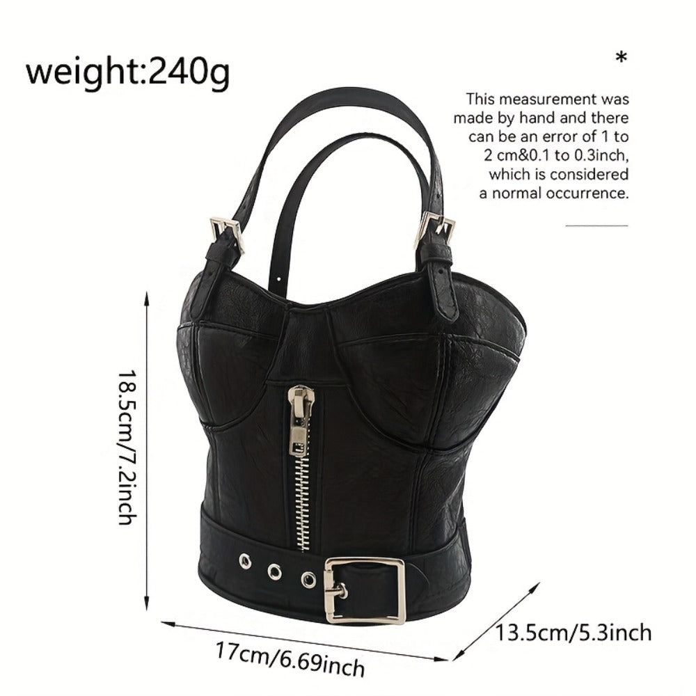 Women's Handbag – Mini, Dark Punk Zipper Creative Shape – detail view 3