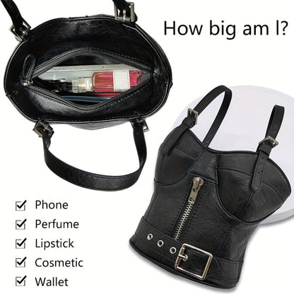 Women's Handbag – Mini, Dark Punk Zipper Creative Shape – detail view 7