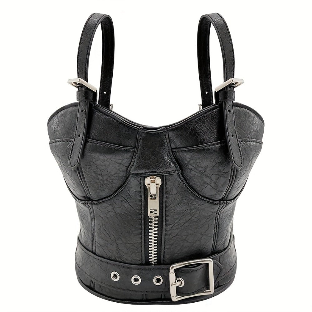 Women's Handbag – Mini, Dark Punk Zipper Creative Shape – front view