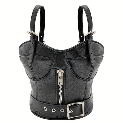 Women's Handbag – Mini, Dark Punk Zipper Creative Shape – front view