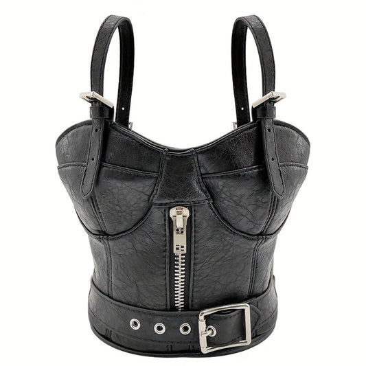 Women's Handbag – Mini, Dark Punk Zipper Creative Shape – front view