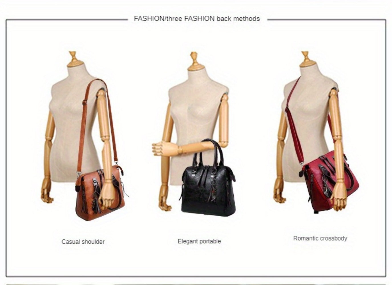 Shoulder Bag for Women – 4-Piece, Large Capacity, Adjustable Strap, for Everyday Use – detail view 36