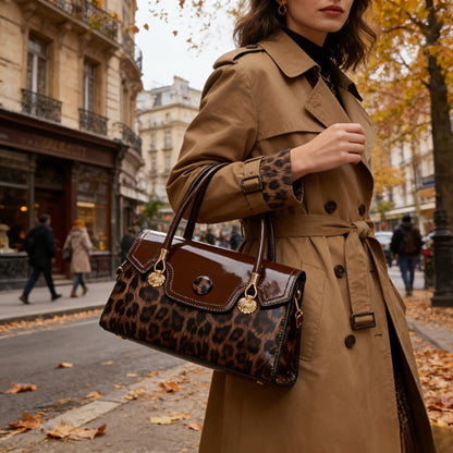 Shoulder Bag for Women – Adjustable Strap, Leopard Print Magnetic Snap Adjustable – detail view 14