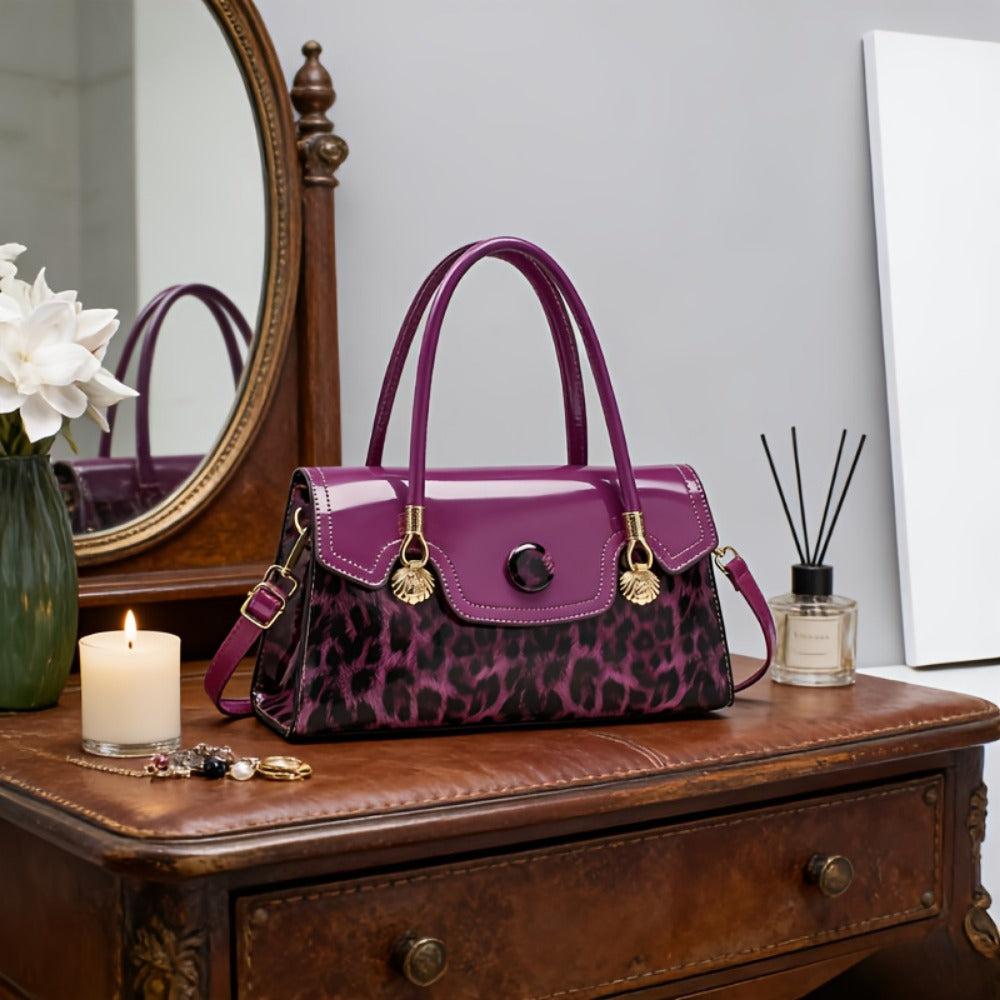 Shoulder Bag for Women – Adjustable Strap, Leopard Print Magnetic Snap Adjustable – detail view 16