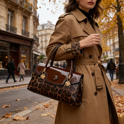 Shoulder Bag for Women – Adjustable Strap, Leopard Print Magnetic Snap Adjustable – detail view 22