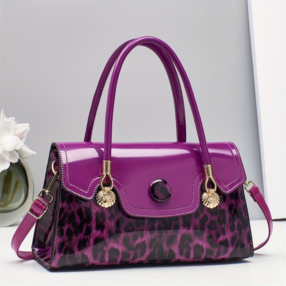 Shoulder Bag for Women – Adjustable Strap, Leopard Print Magnetic Snap Adjustable – detail view 9