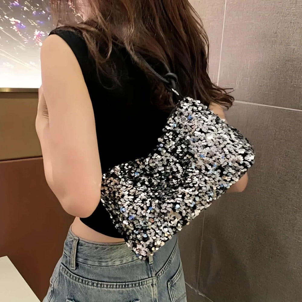 Shoulder Bag for Women – Adjustable Strap, Sequin Sparkly Evening Adjustable Strap – detail view 11