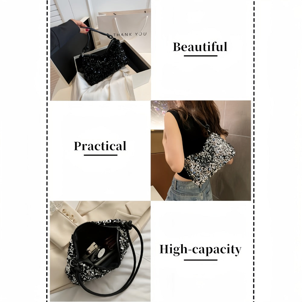 Shoulder Bag for Women – Adjustable Strap, Sequin Sparkly Evening Adjustable Strap – detail view 13