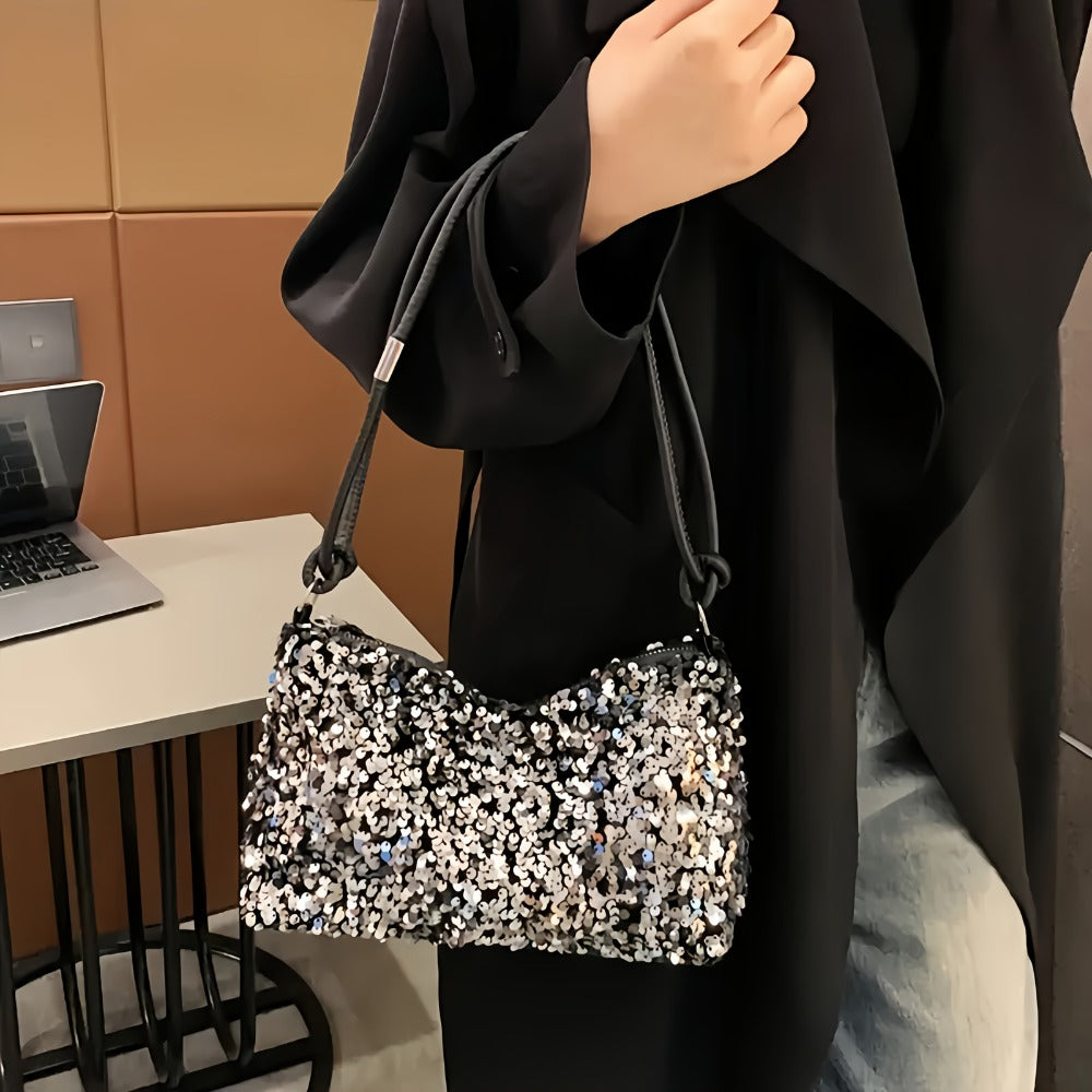 Shoulder Bag for Women – Adjustable Strap, Sequin Sparkly Evening Adjustable Strap – detail view 8