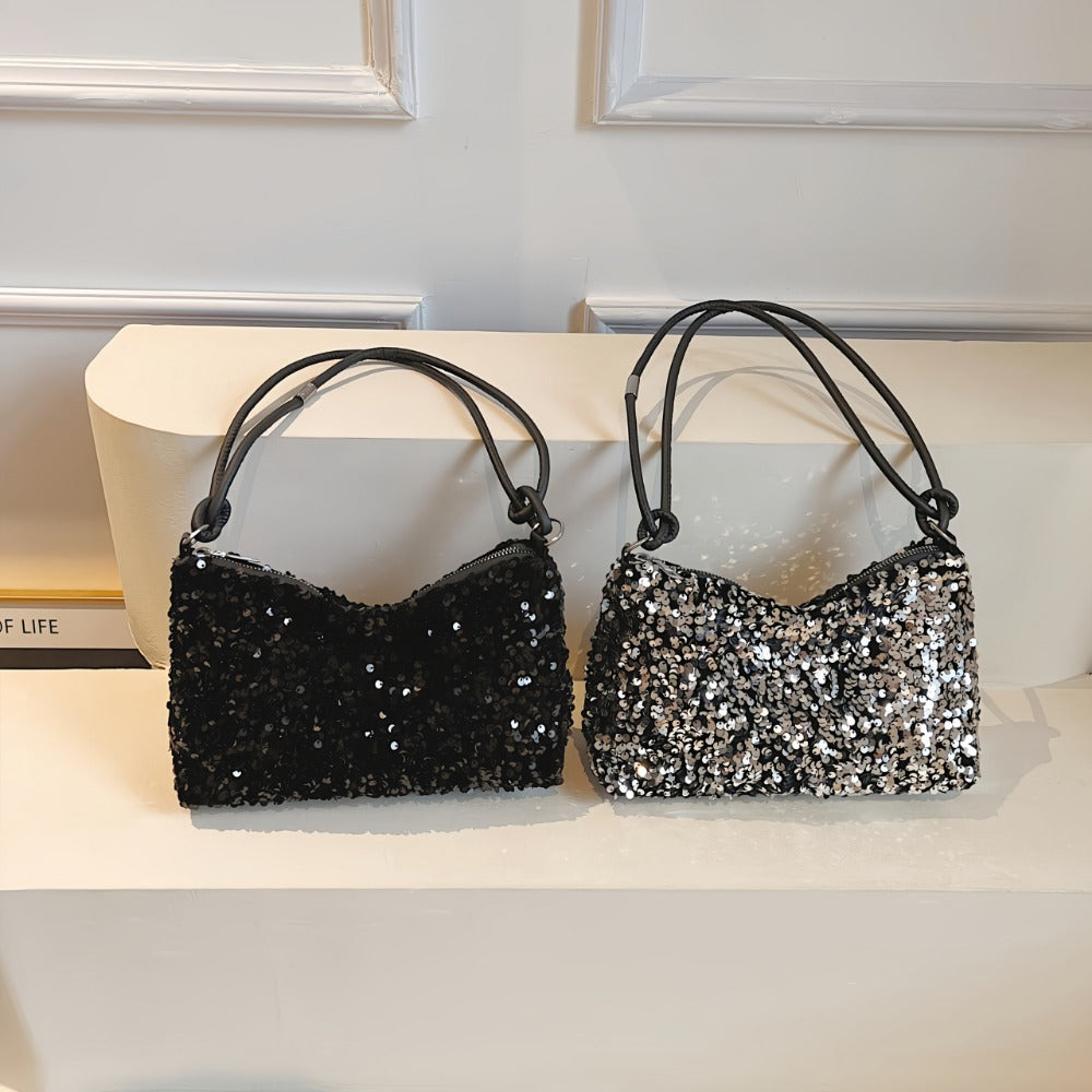 Shoulder Bag for Women – Adjustable Strap, Sequin Sparkly Evening Adjustable Strap – front view