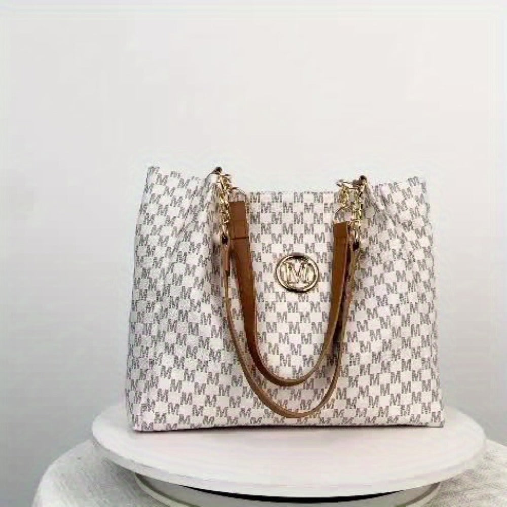 Shoulder Bag for Women – for Everyday Use, Houndstooth Gold Chain Strap M – detail view 10