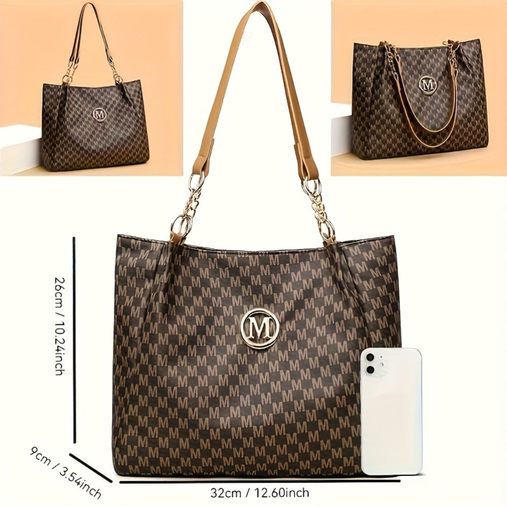 Shoulder Bag for Women – for Everyday Use, Houndstooth Gold Chain Strap M – detail view 3
