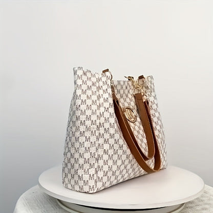 Shoulder Bag for Women – for Everyday Use, Houndstooth Gold Chain Strap M – detail view 5