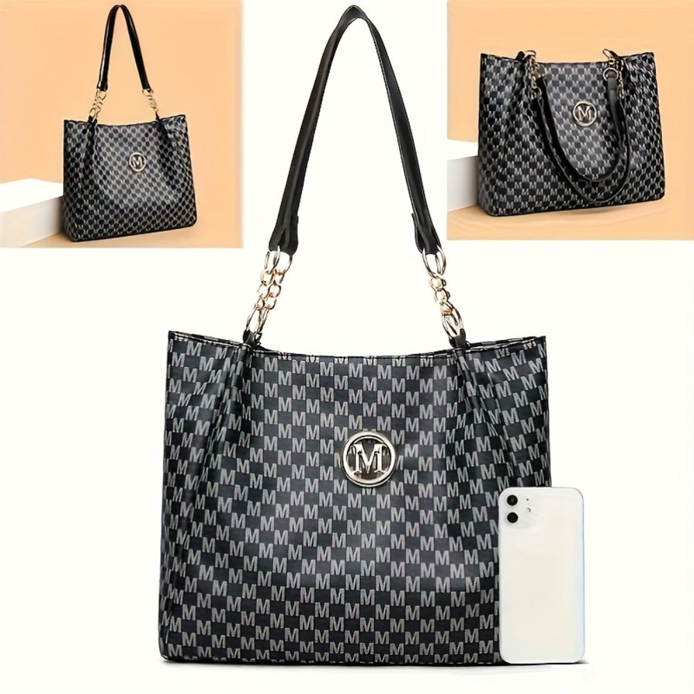 Shoulder Bag for Women – for Everyday Use, Houndstooth Gold Chain Strap M – detail view 8