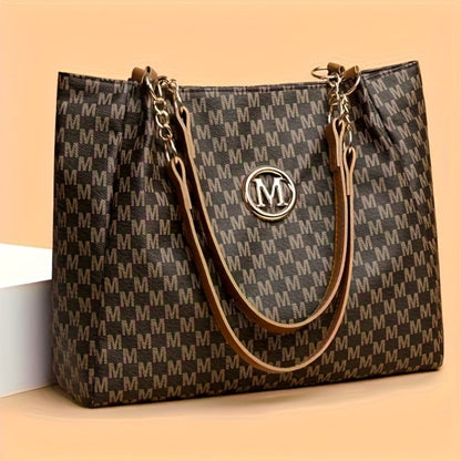 Shoulder Bag for Women – for Everyday Use, Houndstooth Gold Chain Strap M – front view