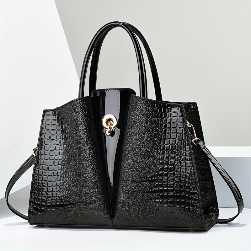 Shoulder Bag for Women – Genuine Leather, Genuine Leather Crocodile Texture Luxury – detail view 7