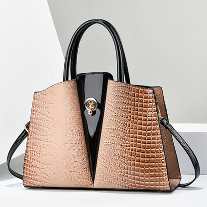 Shoulder Bag for Women – Genuine Leather, Genuine Leather Crocodile Texture Luxury – alternate view