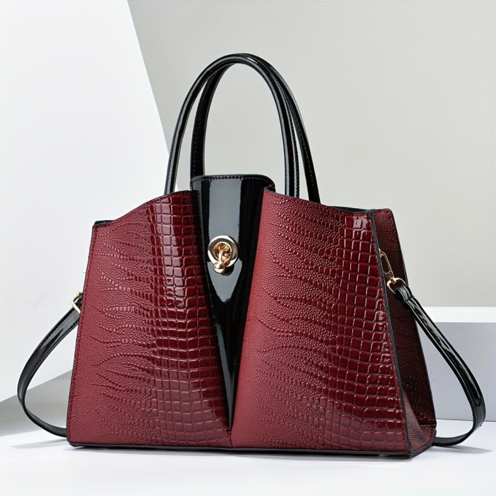 Shoulder Bag for Women – Genuine Leather, Genuine Leather Crocodile Texture Luxury – detail view 2