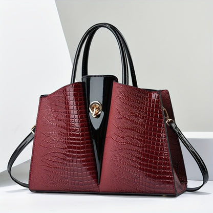 Shoulder Bag for Women – Genuine Leather, Genuine Leather Crocodile Texture Luxury – detail view 2