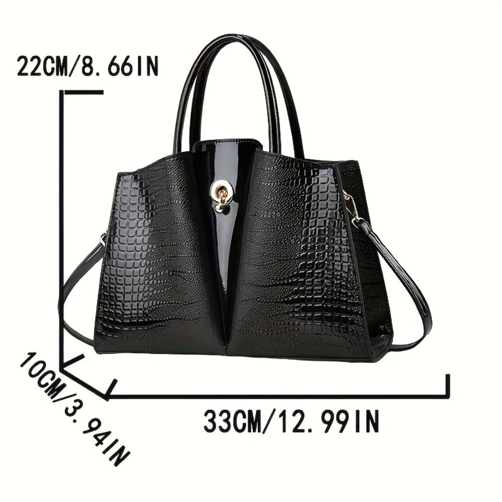 Shoulder Bag for Women – Genuine Leather, Genuine Leather Crocodile Texture Luxury – detail view 3
