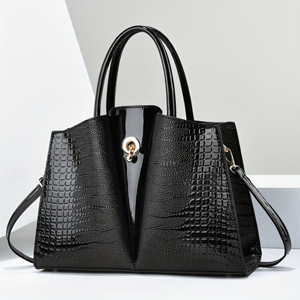 Shoulder Bag for Women – Genuine Leather, Genuine Leather Crocodile Texture Luxury – detail view 4