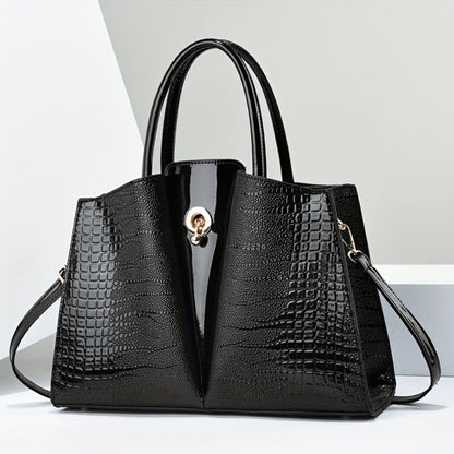 Shoulder Bag for Women – Genuine Leather, Genuine Leather Crocodile Texture Luxury – detail view 4