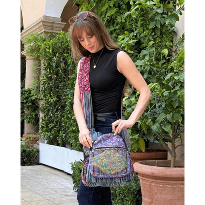 Shoulder Bag for Women – Handmade Cotton Butterfly Hobo Boho – detail view 11