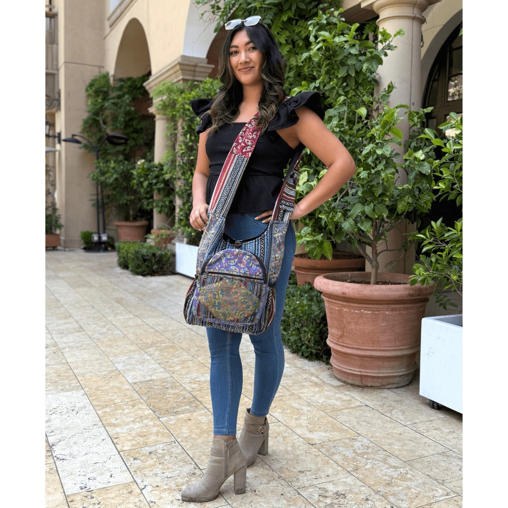 Shoulder Bag for Women – Handmade Cotton Butterfly Hobo Boho – detail view 6