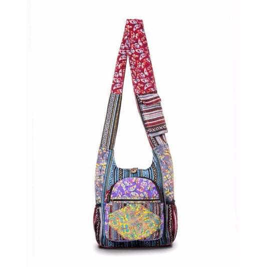 Shoulder Bag for Women – Handmade Cotton Butterfly Hobo Boho – front view