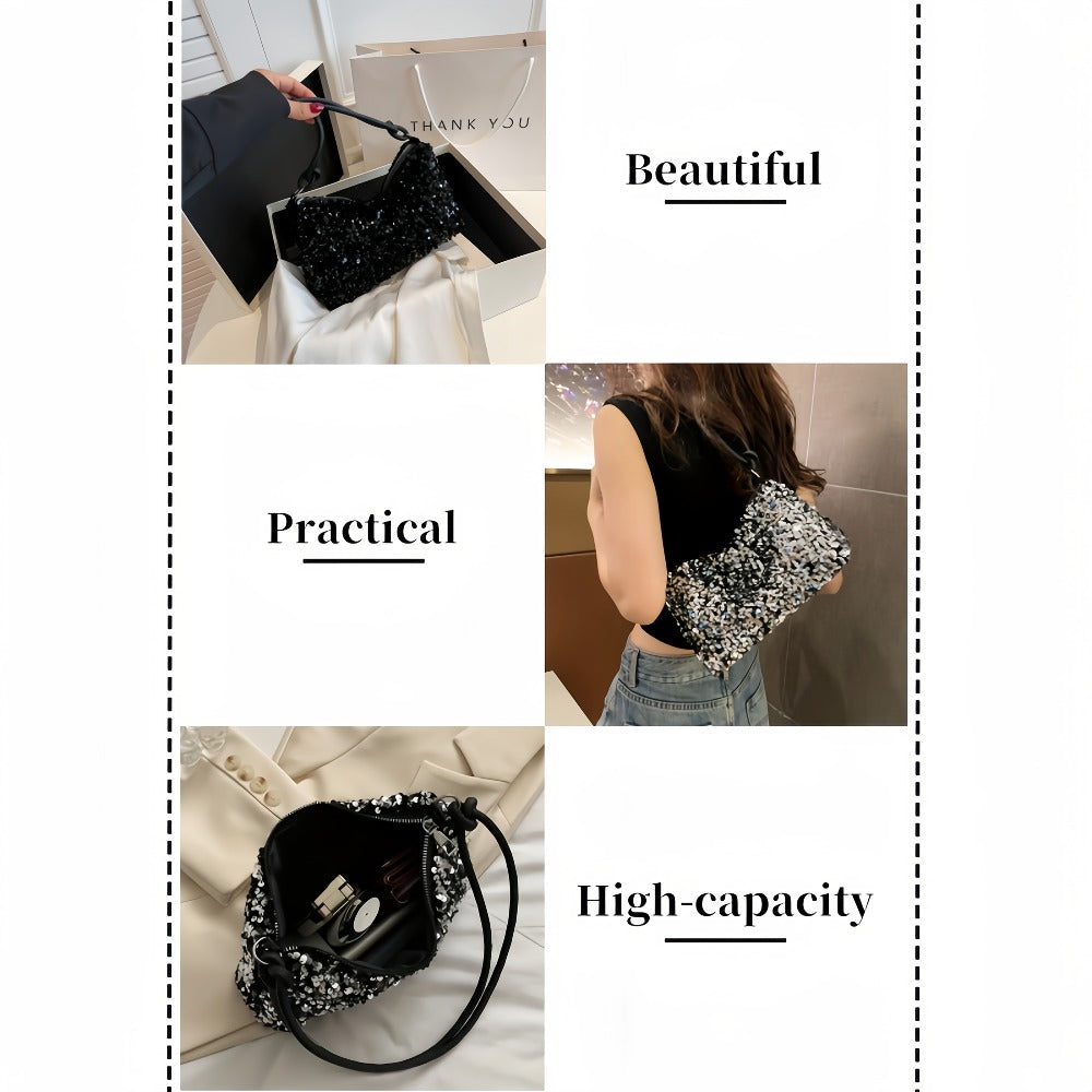 Shoulder Bag for Women – Large Capacity, Sequin Large Capacity Glitter Zipper – detail view 6