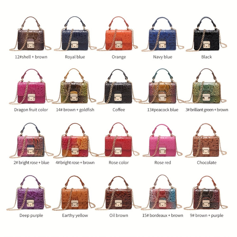 Shoulder Bag for Women – Polyester, Crocodile Print Golden Hardware Detachable – detail view 12