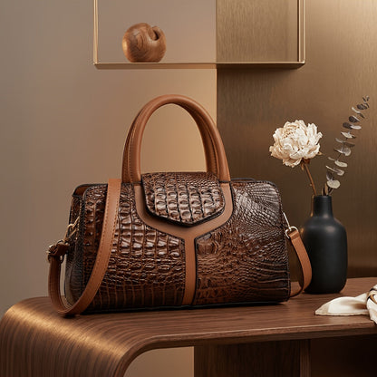 Shoulder Bag for Women – Vegan Leather, Crocodile Embossed Satchel Vegan Leather – detail view 7