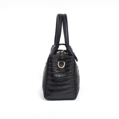 Shoulder Bag for Women – Vegan Leather, Crocodile Embossed Satchel Vegan Leather – alternate view