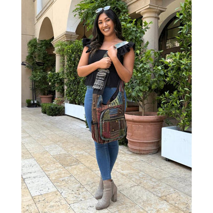 Shoulder Bag for Women – for Work, Handmade Cotton Patchwork Bee Hobo – detail view 16