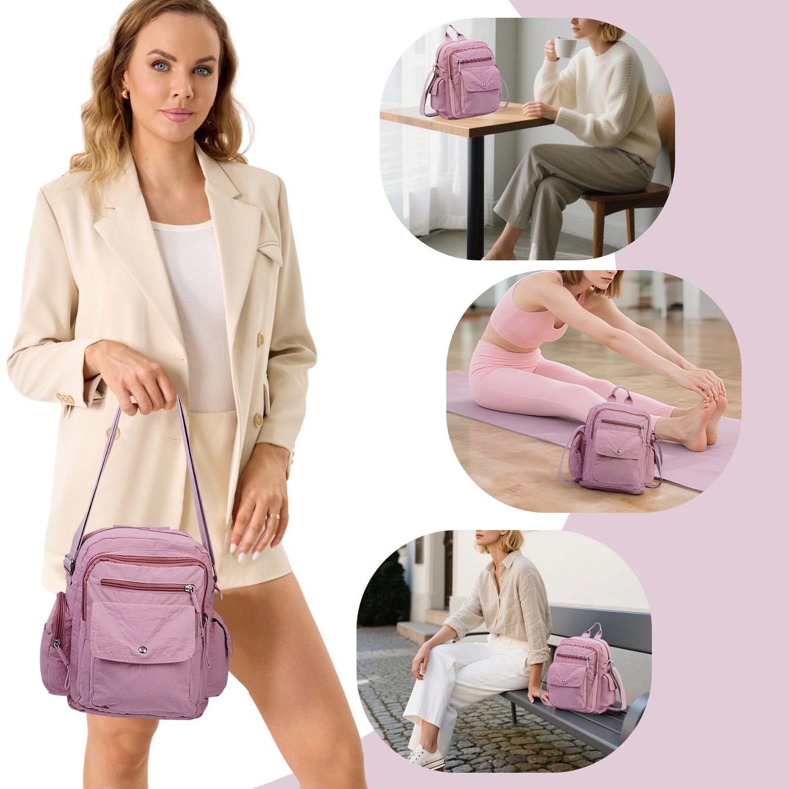 Tote Bag for Women – 2-Piece, Nylon, Quilted, Lightweight – detail view 5