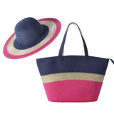 Dark Blue Light Golden Rose Red Stripes (hat And Bag)