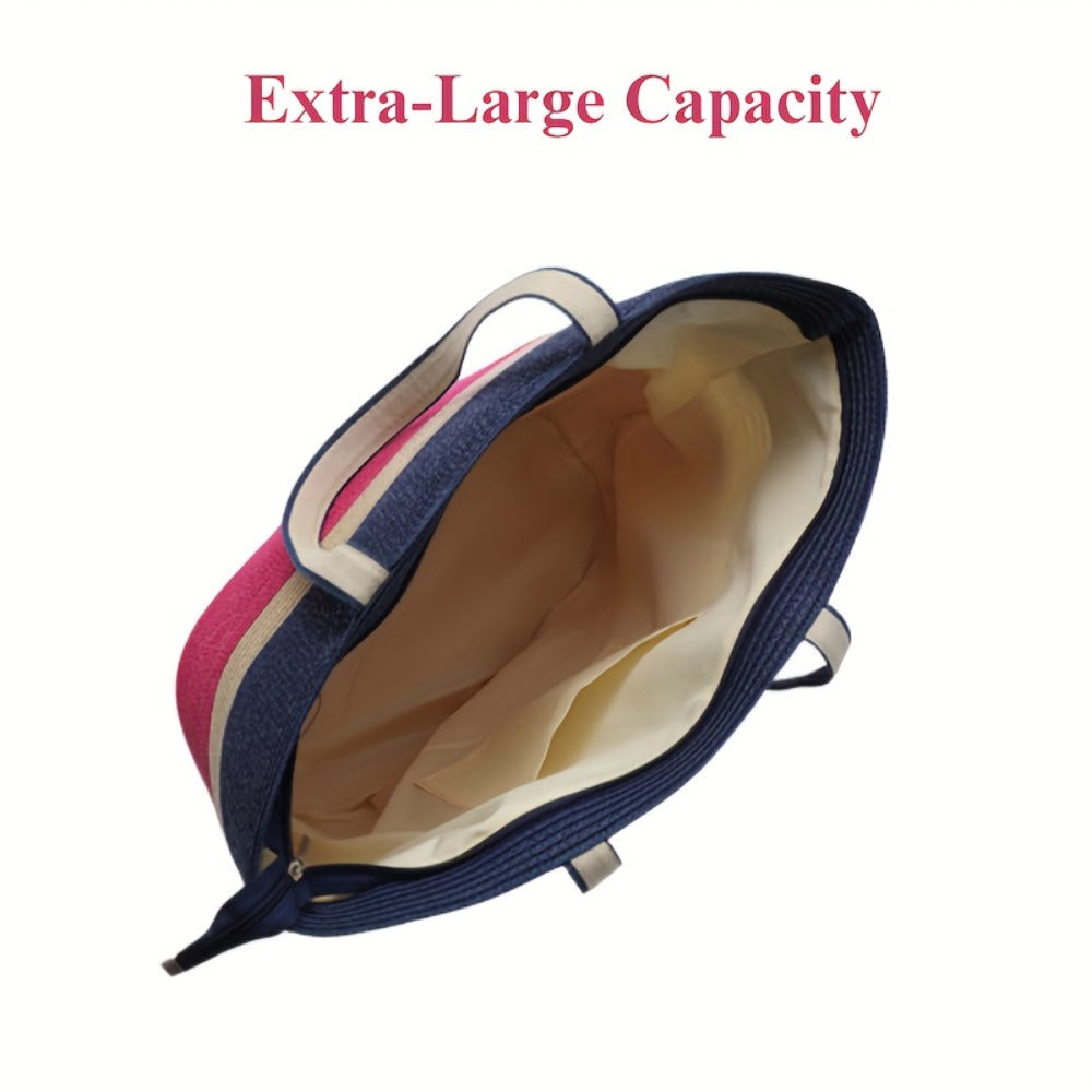 Tote Bag for Women – 2-Piece, Straw, Large Capacity, for Travel – detail view 9