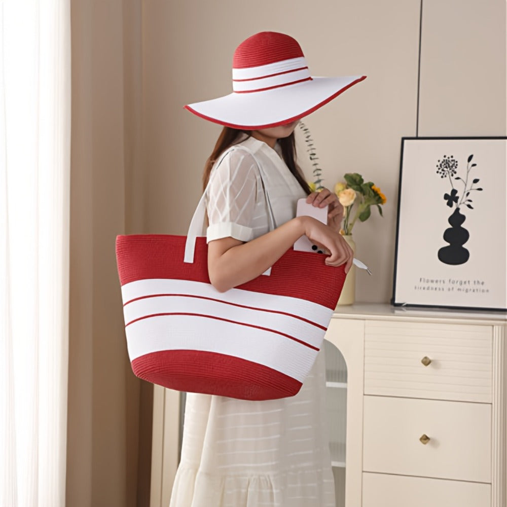 Tote Bag for Women – 2-Piece, Straw, Large Capacity, for Travel – detail view 14