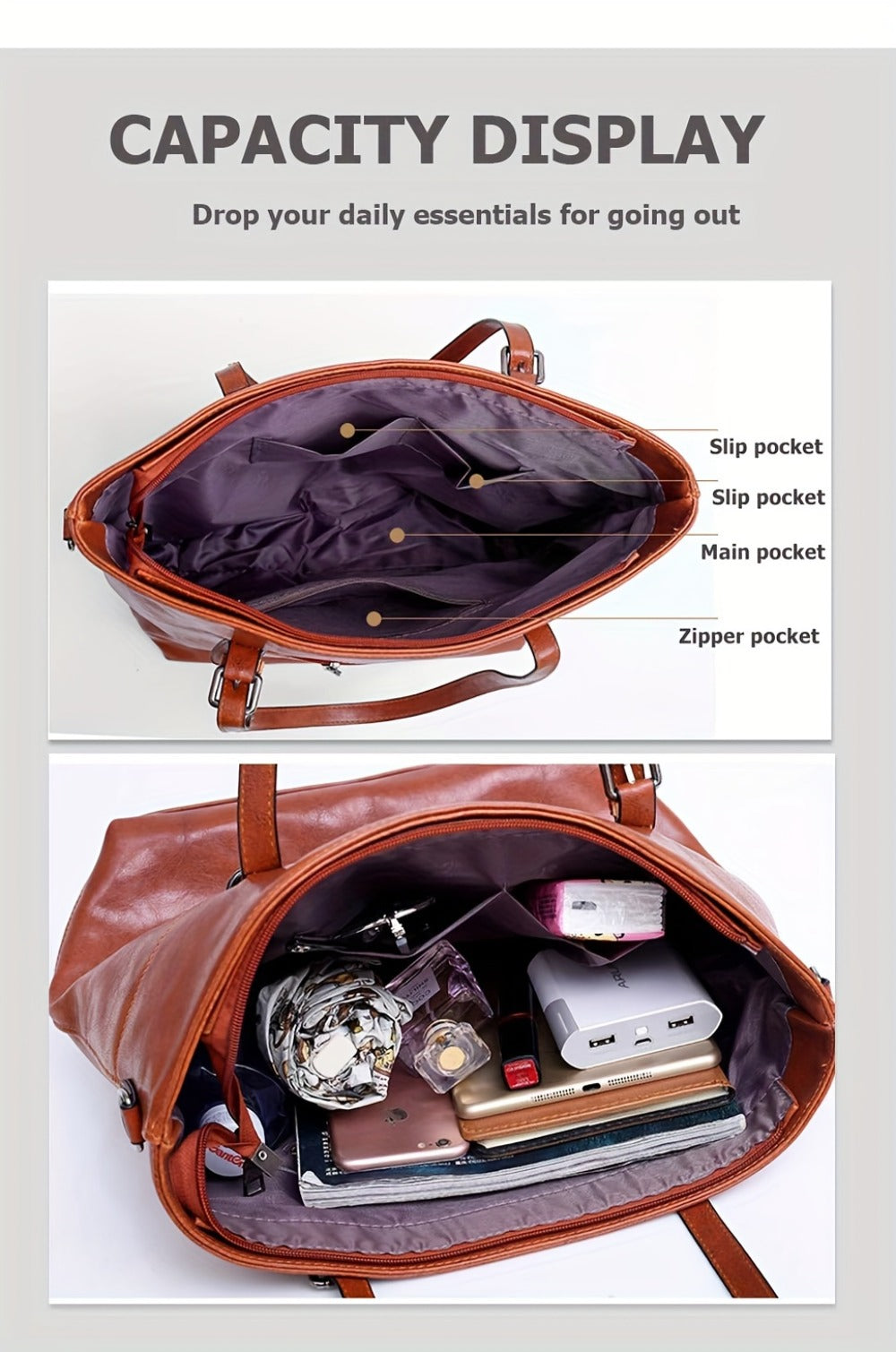 Tote Bag for Women – 4-Piece, Piece Set Satchel Bucket Messenger – detail view 12